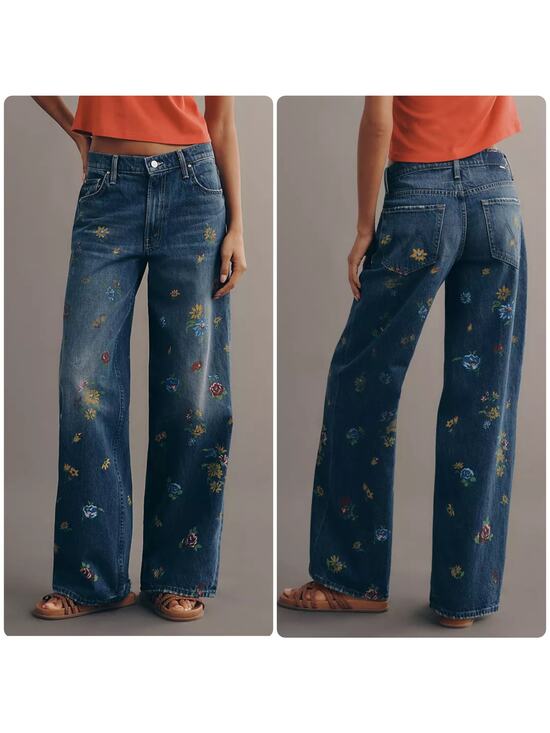 MOTHER Denim - Mother Rerun Zip Sneak High-Rise Wide-Leg Jeans size 26 blue New